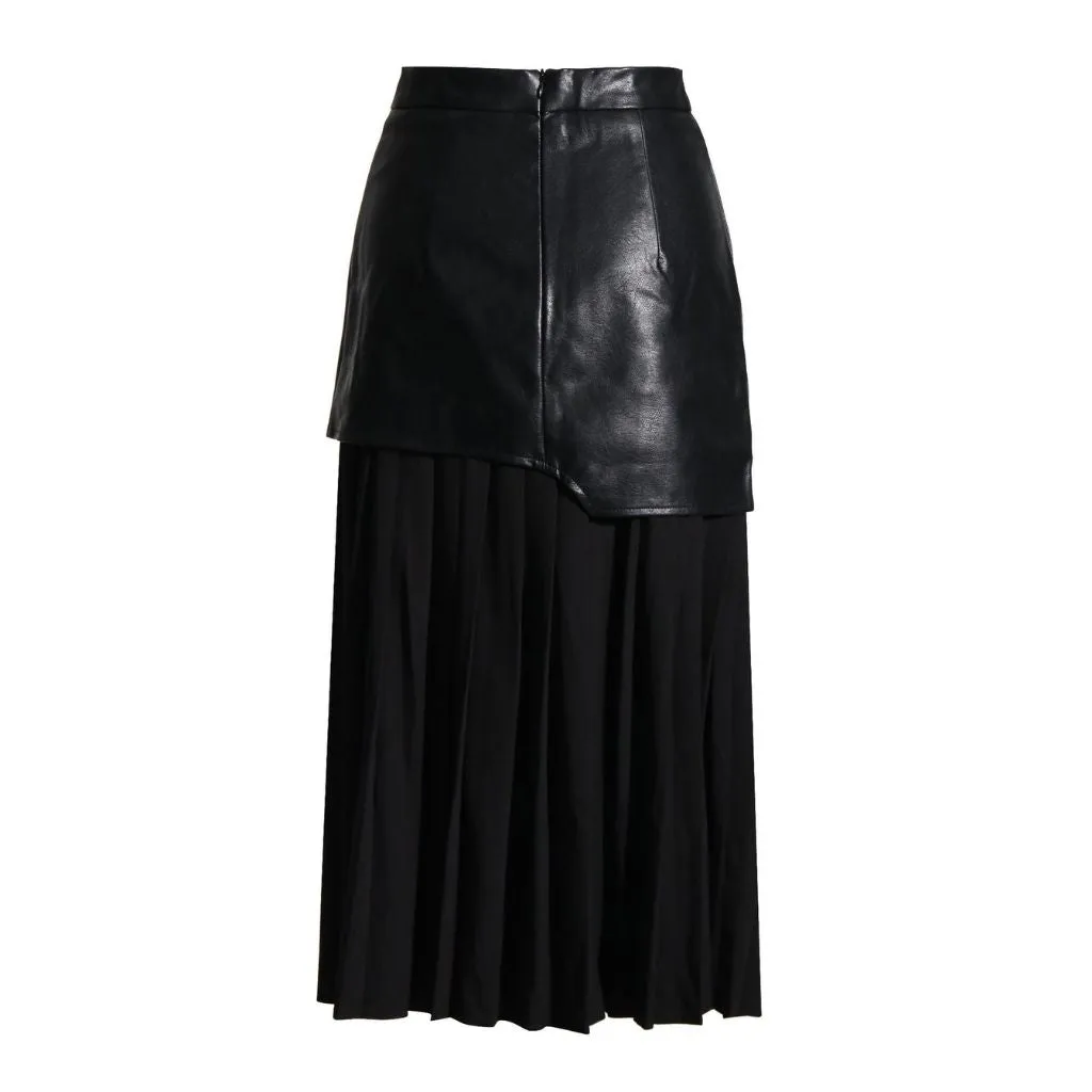 Women's Elegant PU Patchwork Maxi Skirt