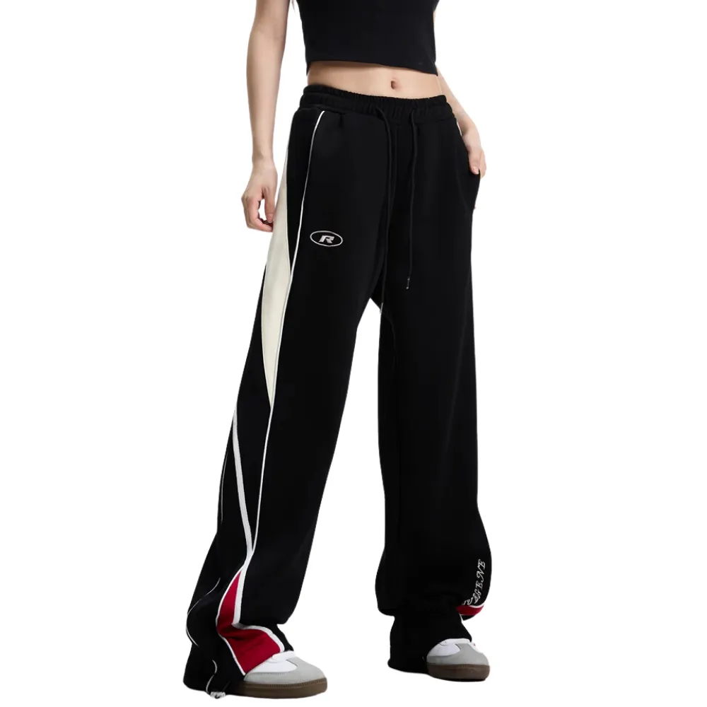 Women's Japanese Patchwork Straight-leg Sweatpants