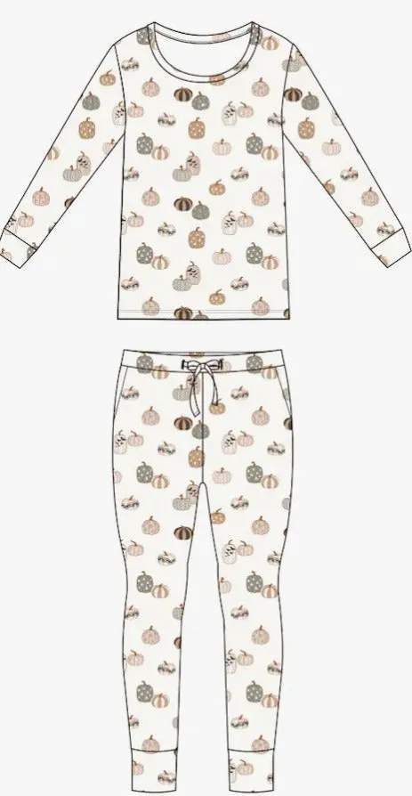 Women's Neutral Whimsy Pumpkins Bamboo Jammies
