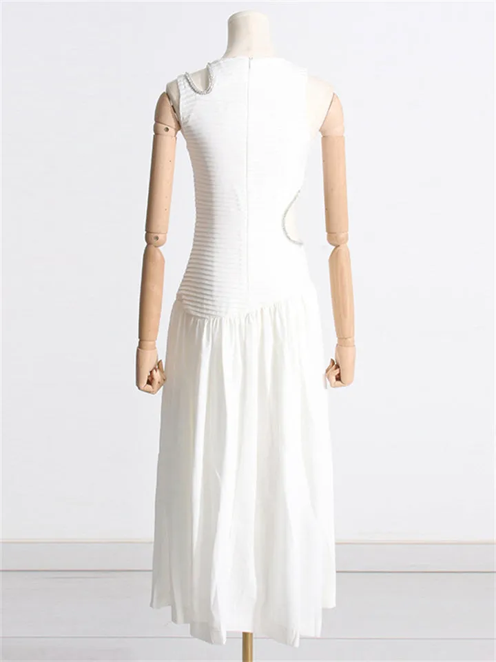 Women's Personality Hollow Out Sleeveless Pleated Dress