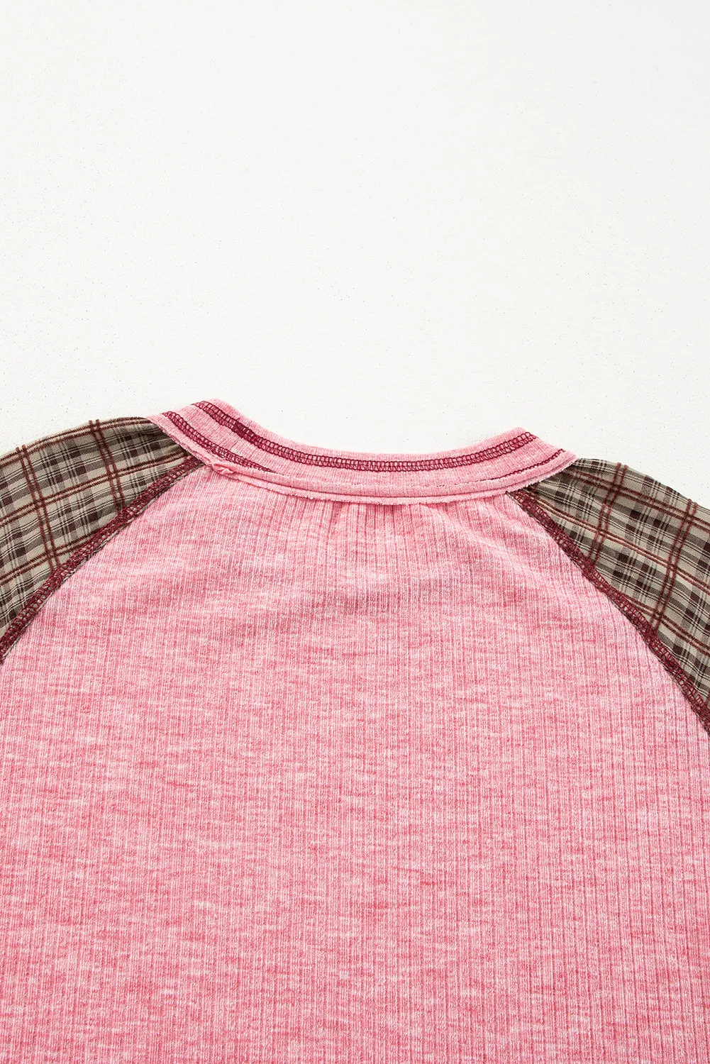 Women's Plaid Floral Patchwork Round Neck Long Sleeve Top | Fashionable and Comfortable Shirt
