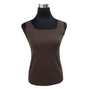 WOMEN'S SQUARE NECK TANK TOP BROWN