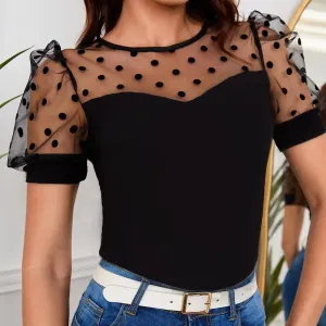 Women's T-shirt Short Sleeve T-Shirts Patchwork Vacation Solid Color