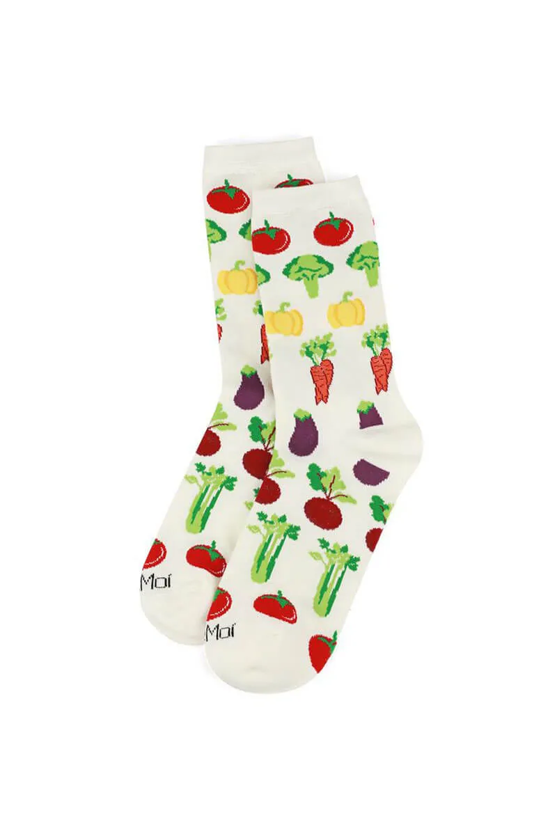 Women's Tropical Fruit and Vegetable Crew Socks