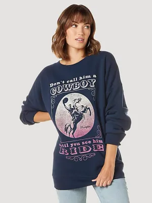Wrangler Women's Cowboy Ride Fleece Sweatshirt in Pageant Blue